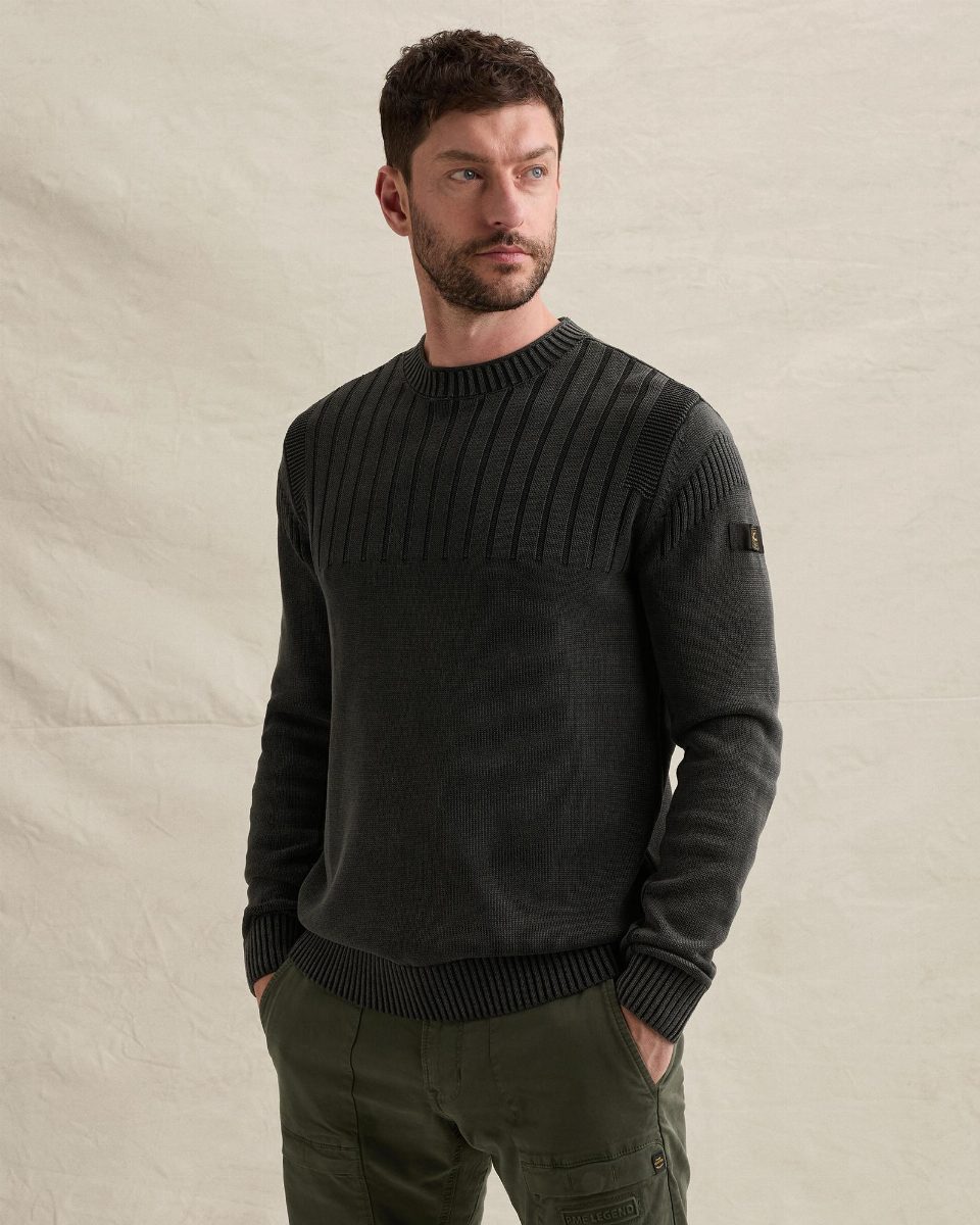 Trui met garment-dye wassing en stone-washed look