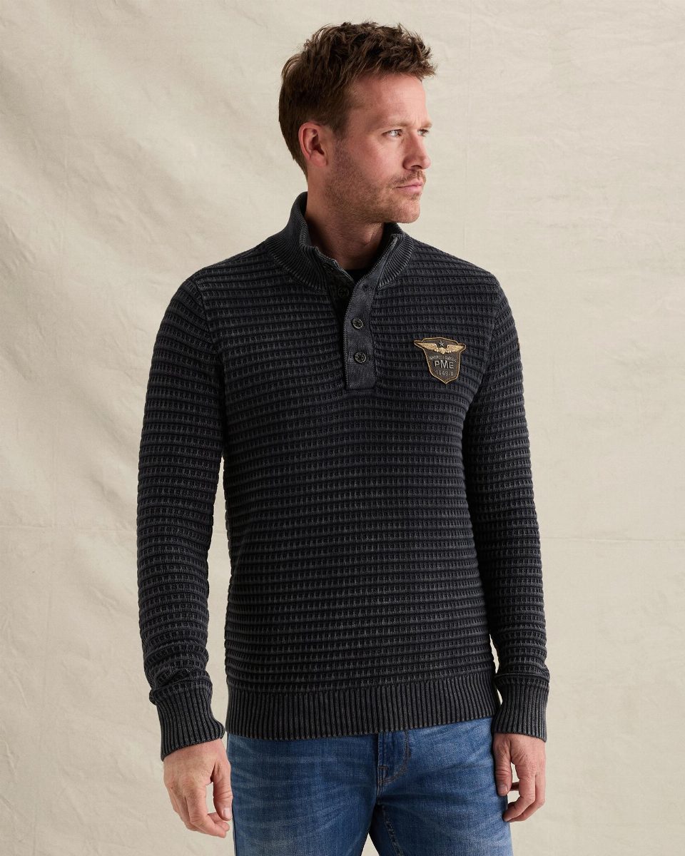 Trui met hoge kraag en stone wash – salute