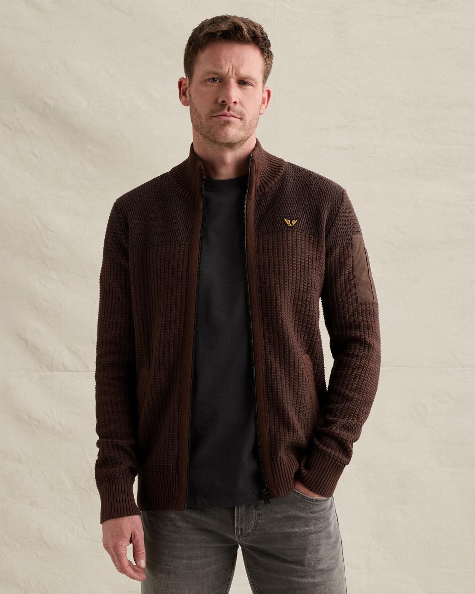 Vest met ritssluiting en flight pocket – cappuccino