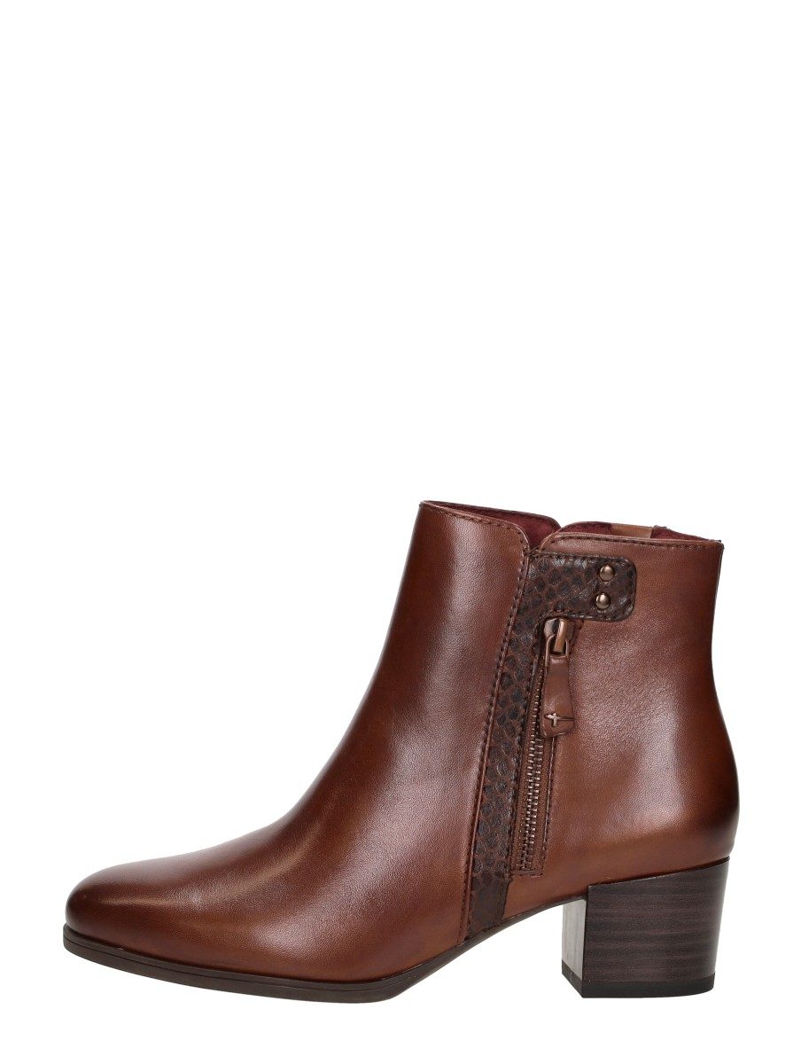 Tamaris - Enkellaarsjes Hak – cognac