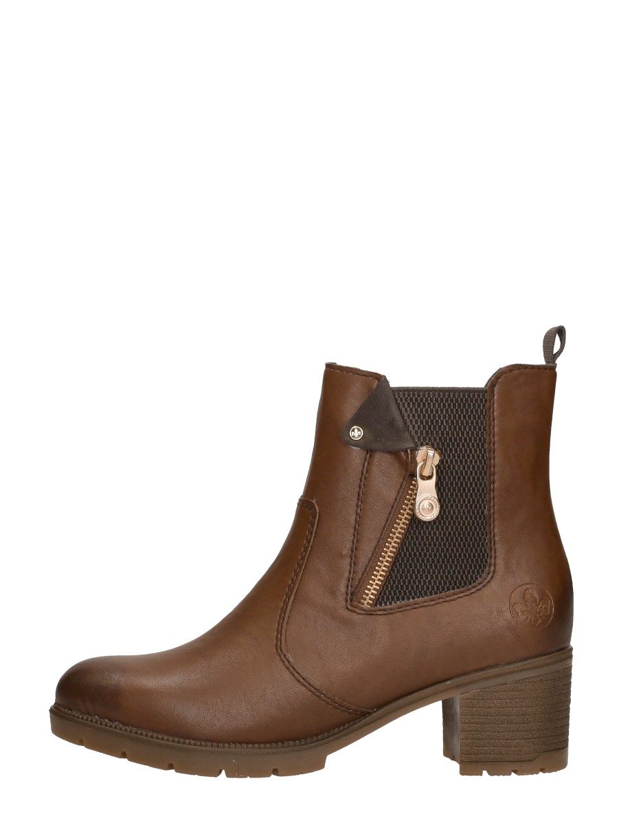 Rieker - Enkellaarsjes Hak – cognac