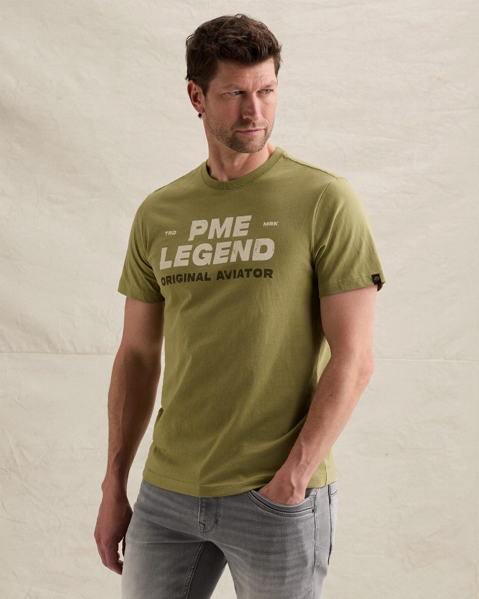 T-shirt met stoer artwork op de borst – mosstone