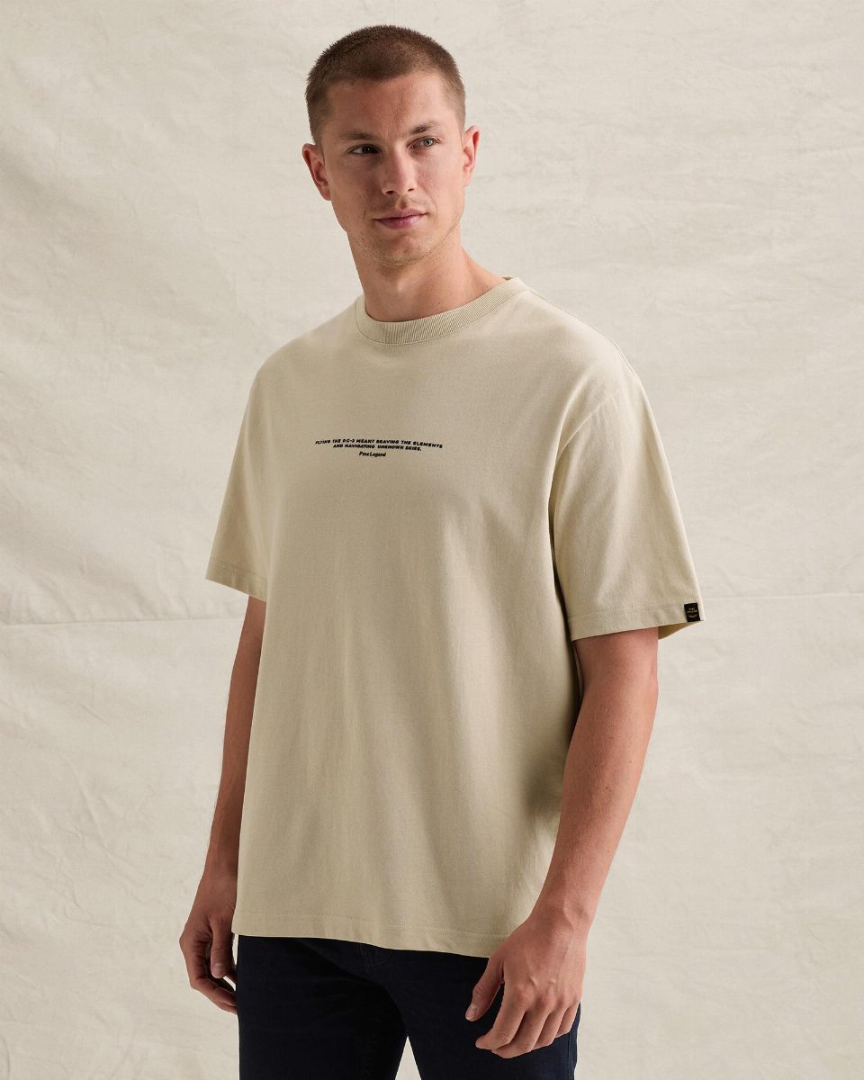 Relaxed fit T-shirt van 100% katoen met backprint – bone white