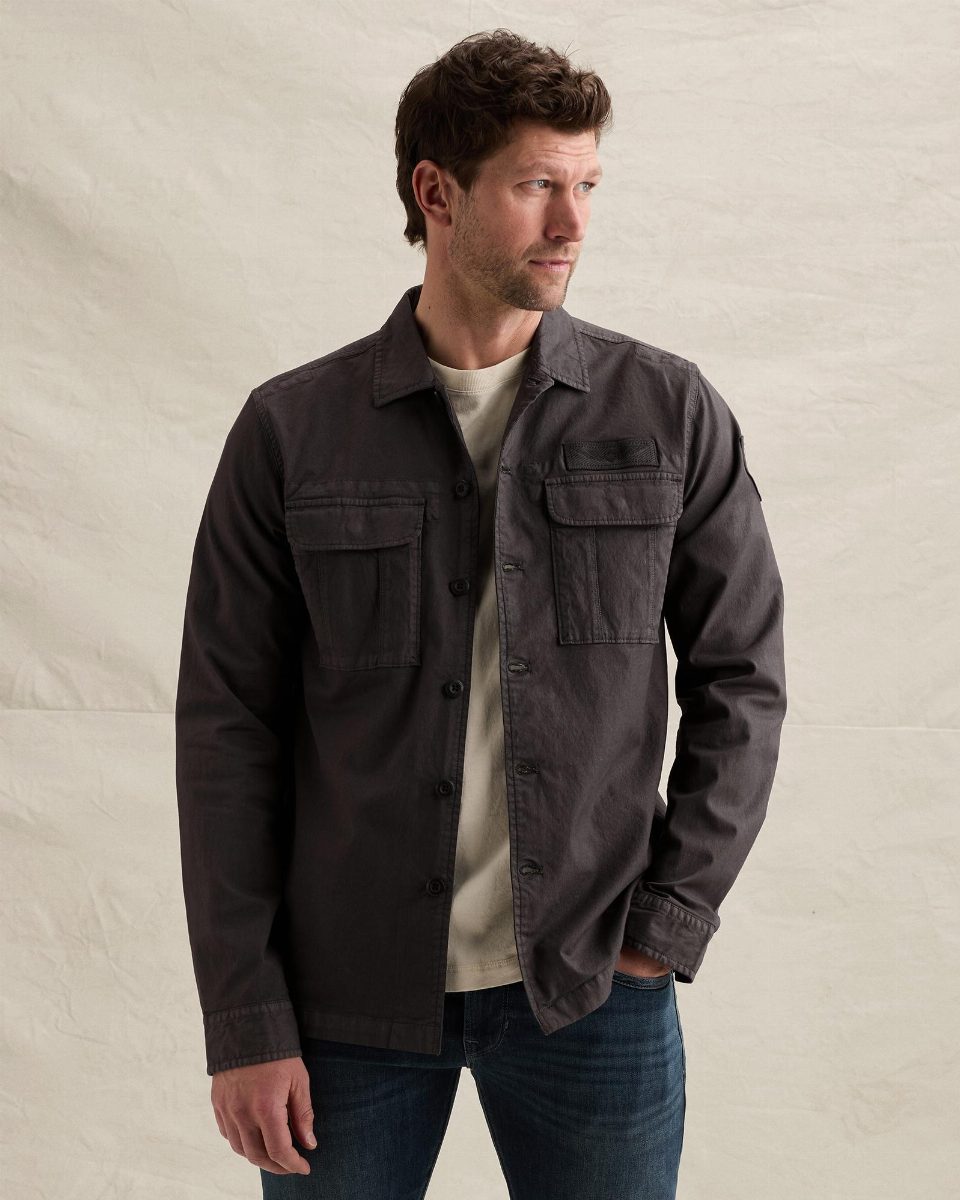 Shirt jacket met borstzakken en badge op de mouw – obsidian
