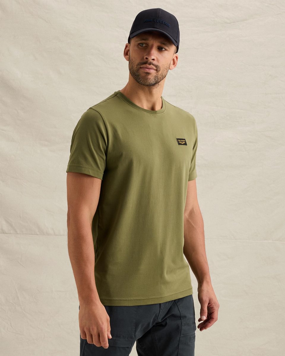 American Classic T-shirt van katoen met stretch – loden green