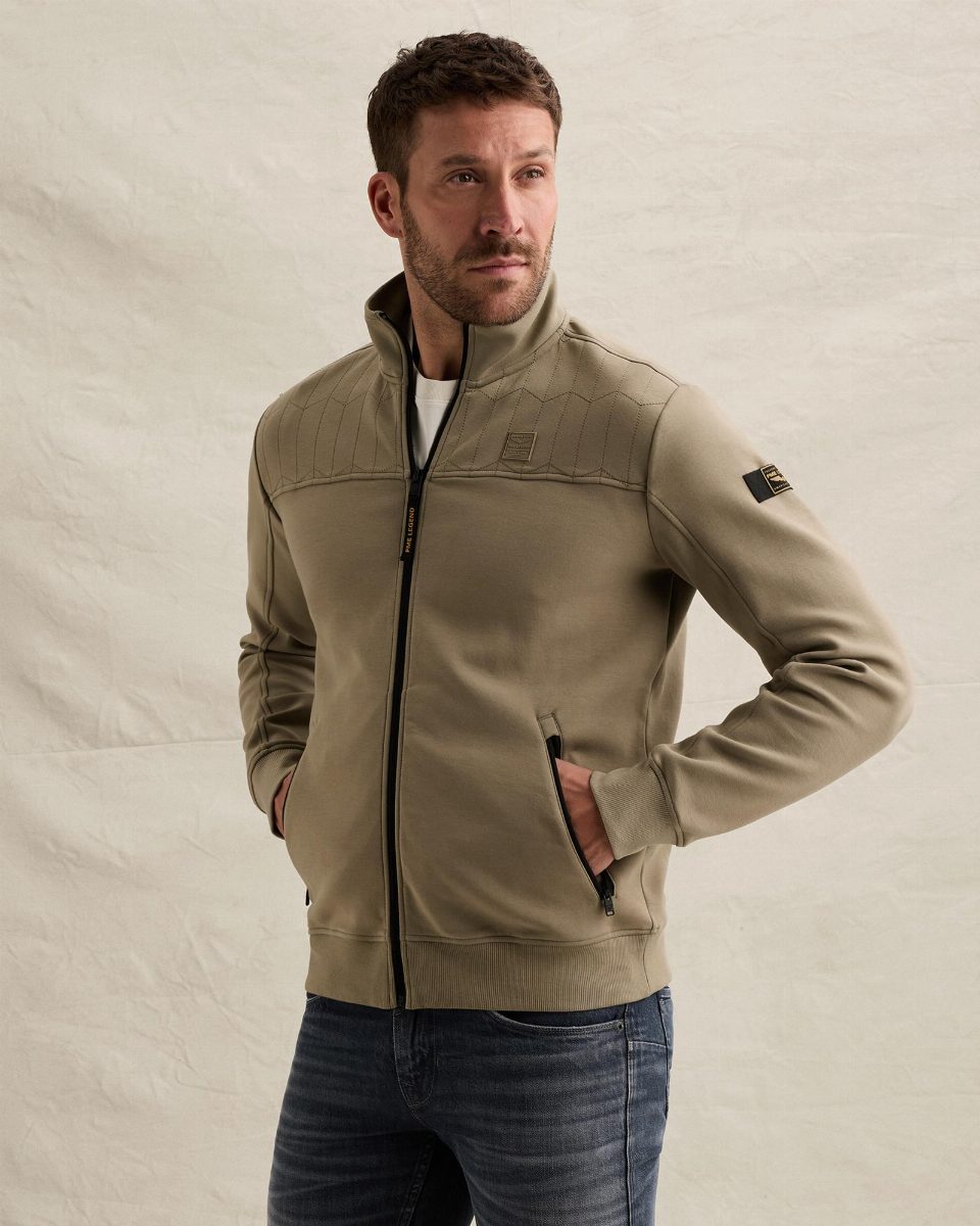 Sweat jacket met ritssluiting en doorgestikt patroon – overland trek