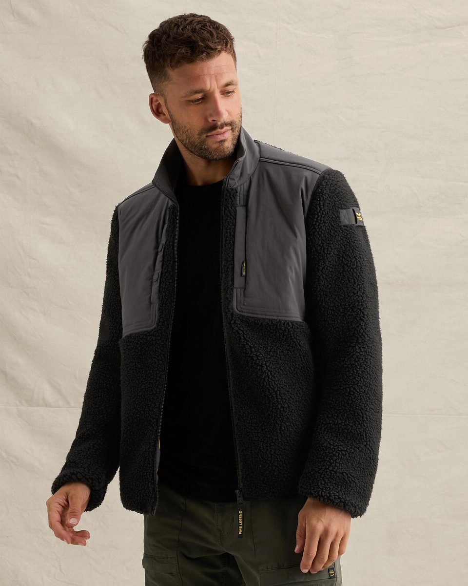 Sherpa hybrid jacket met ritssluiting – obsidian