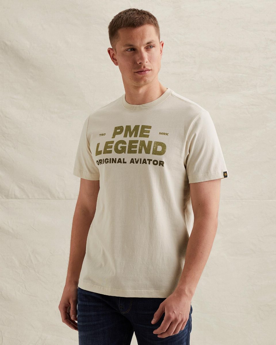 T-shirt met stoer artwork op de borst – bone white