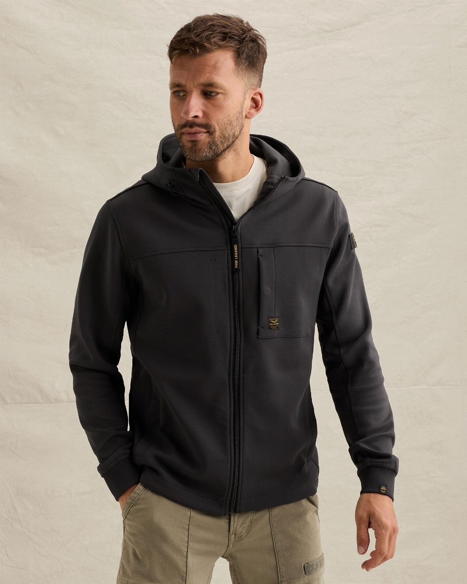 Sweatvest met capuchon en ritssluiting – obsidian
