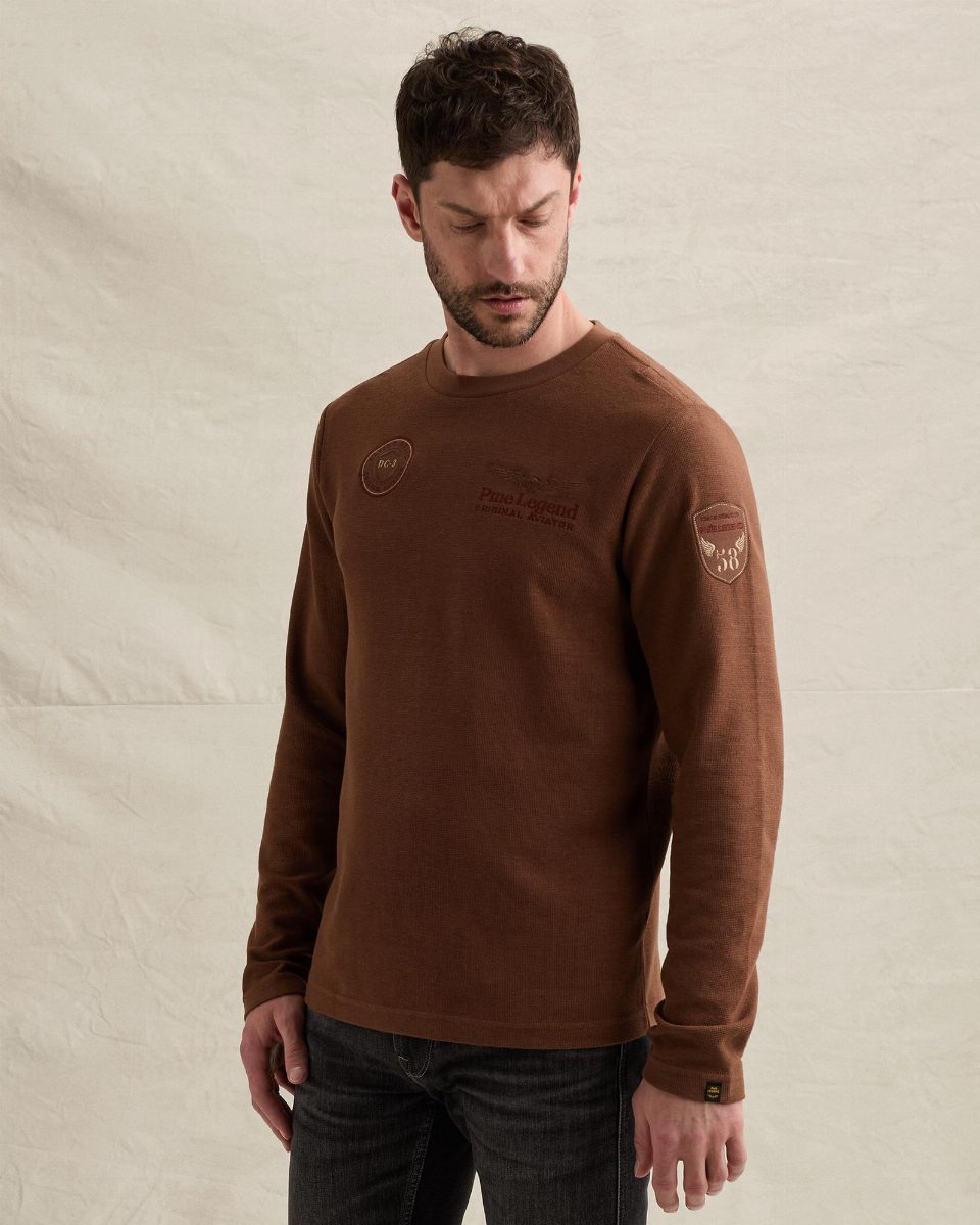 T-shirt met lange mouwen en artworks – cappuccino