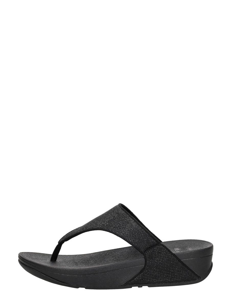 FitFlop - Lulu Shimmerglitz Toe-post – zwart