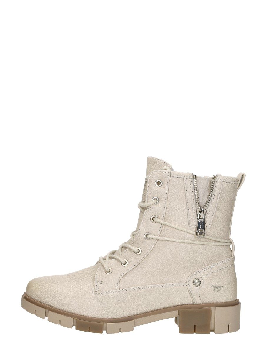 Mustang - Veterschoenen Hoog – gebroken wit