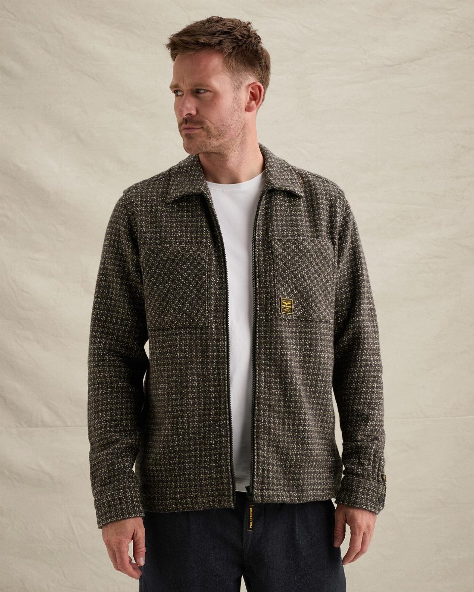 Overshirt met yarn-dyed ruitpatroon en ritssluiting