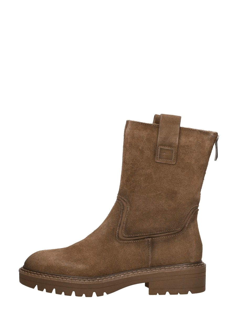 Tamaris - Enkellaarsjes Plat – cognac