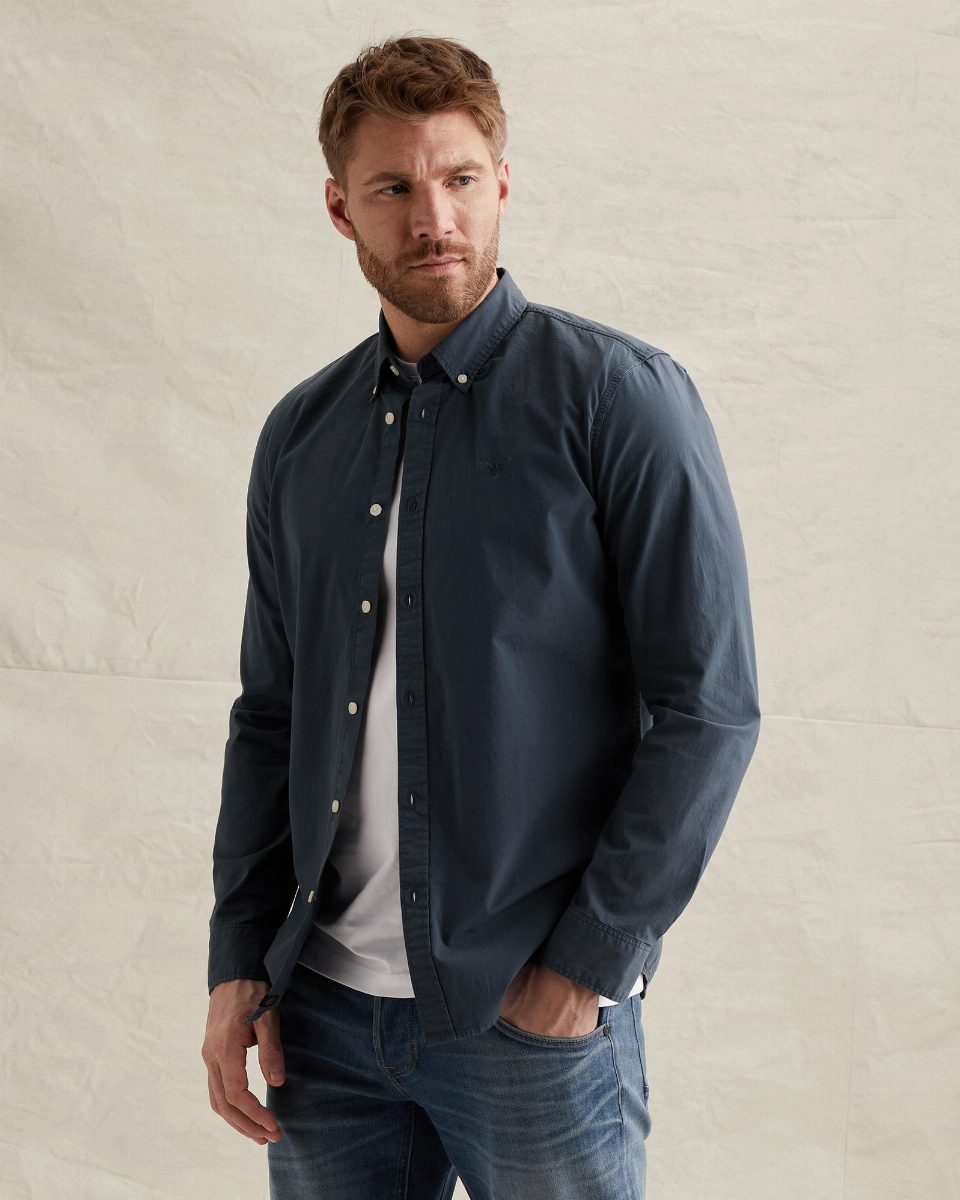 American Classic overhemd van poplin met stretch – dark denim