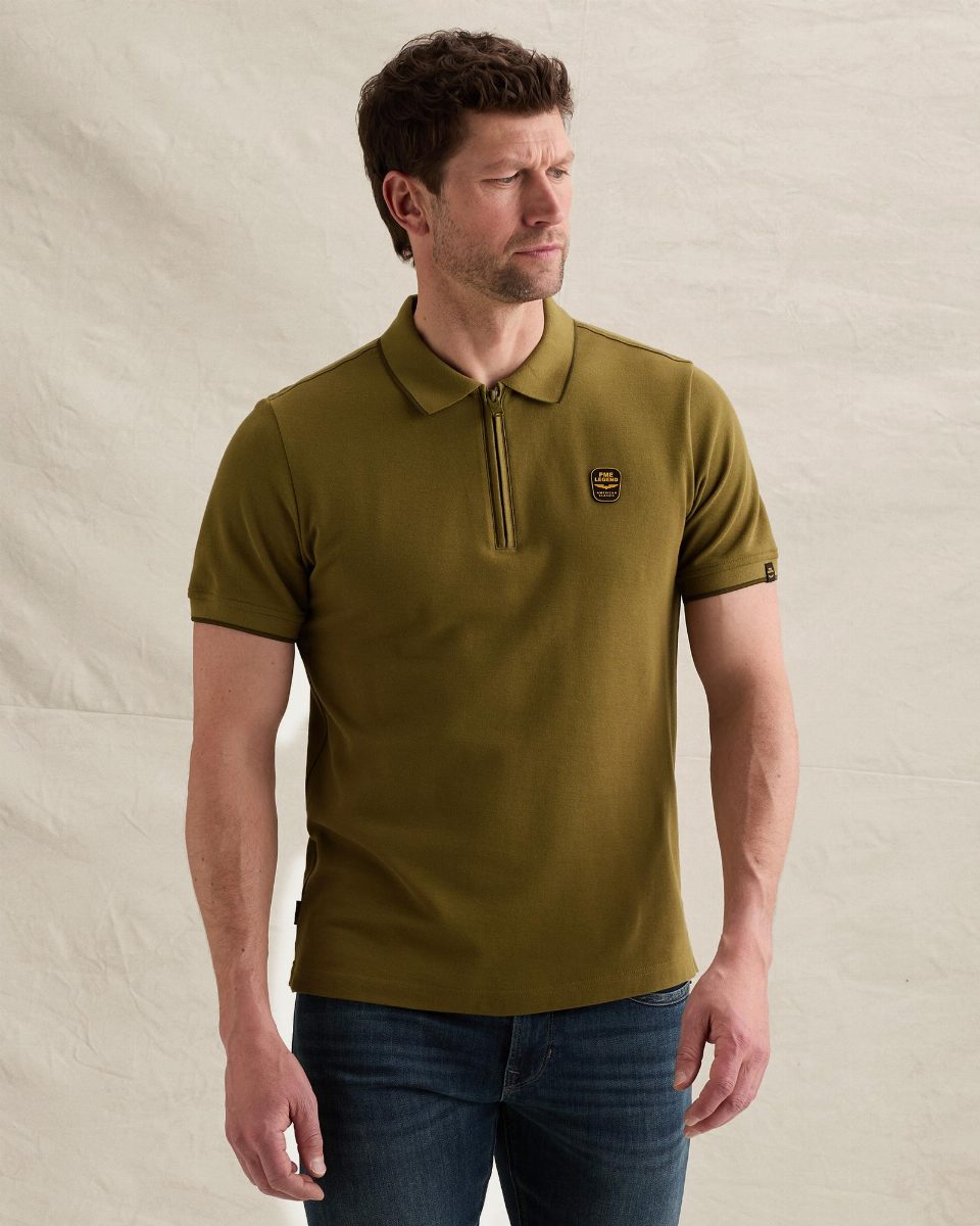 Polo van piqué met ritssluiting – lizard