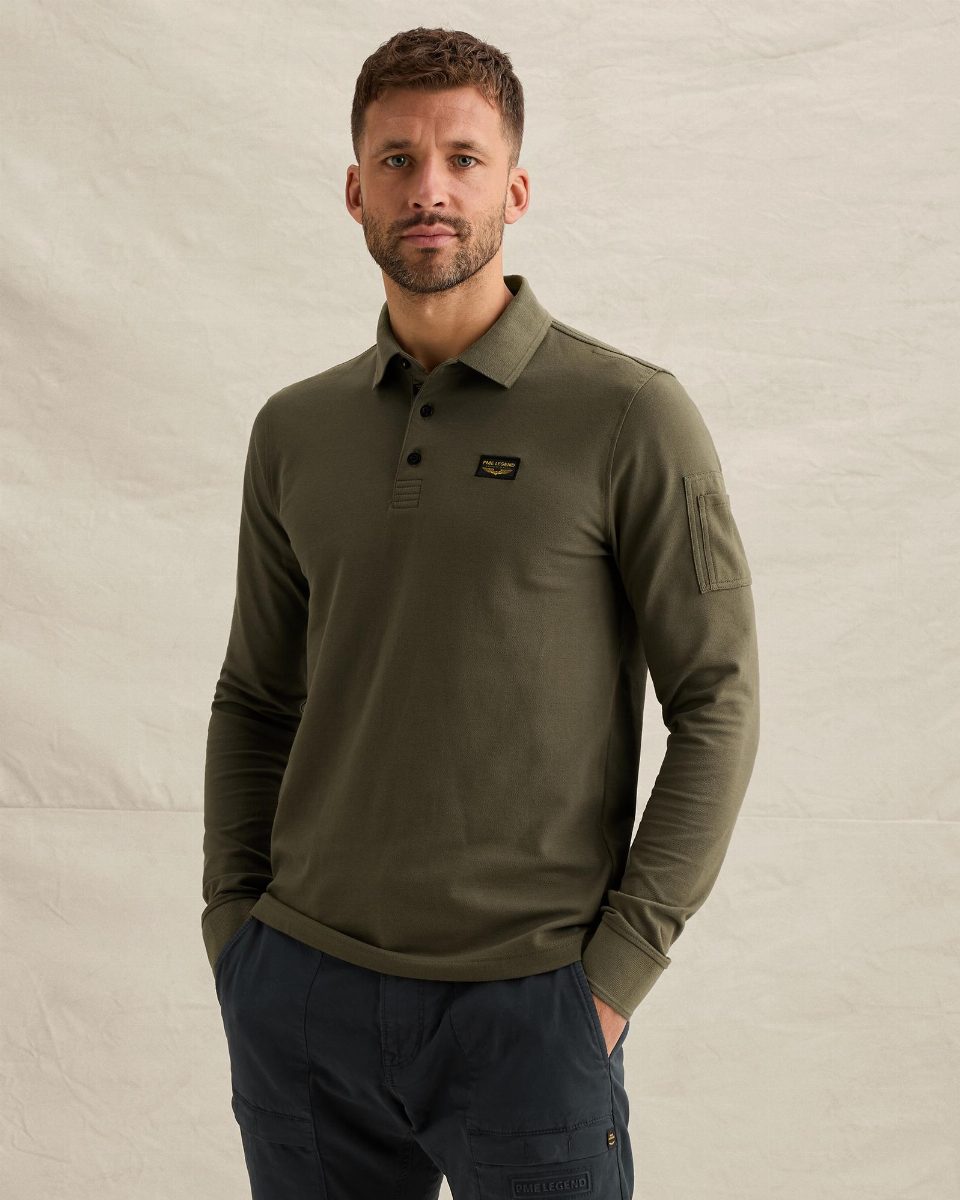 American Classic polo met lange mouwen en flight pocket – kalamata