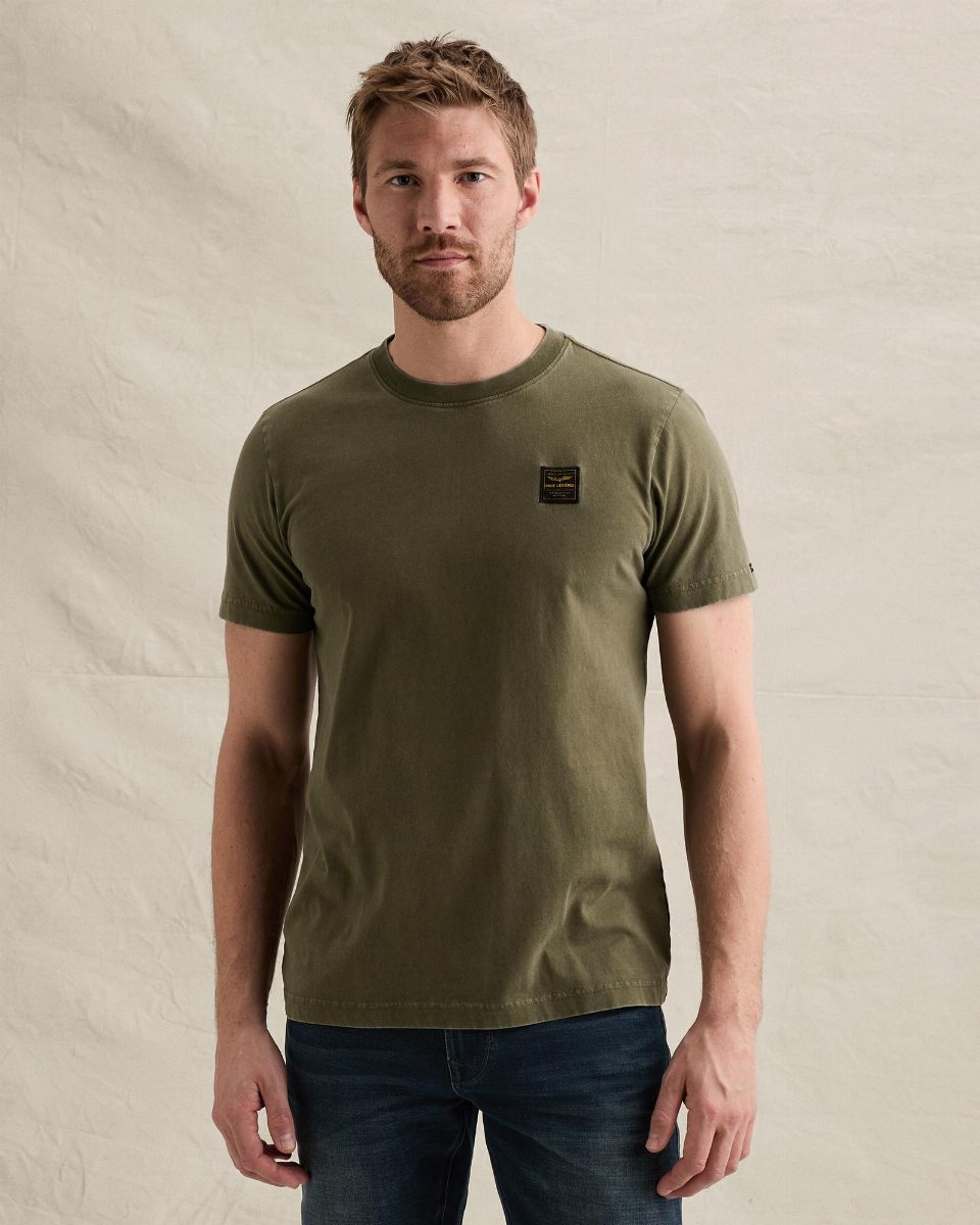 T-shirt met garment-dye wassing en label – kalamata