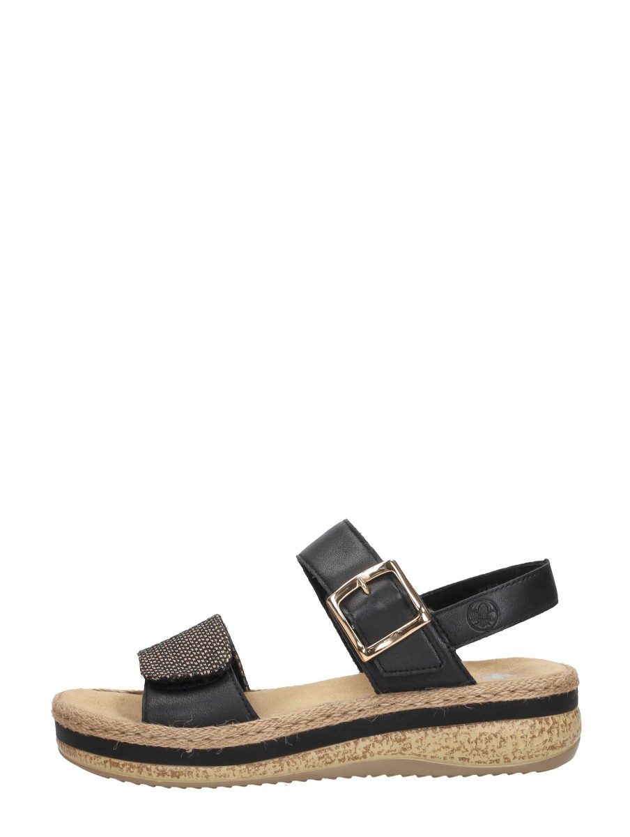 Rieker - Sandalen Plat – zwart