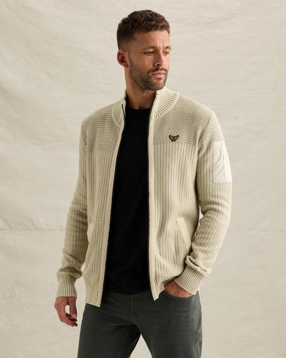 Vest met ritssluiting en flight pocket – bone white