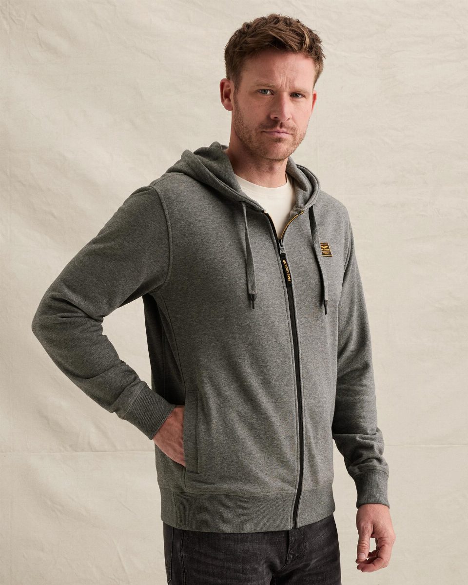 Zip-up hoodie met steekzakken – grey melee