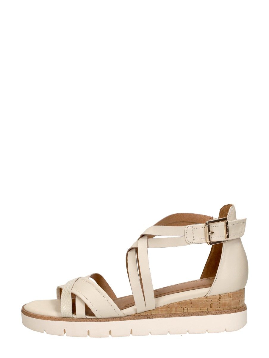 Tamaris - Sandalen Plat – gebroken wit