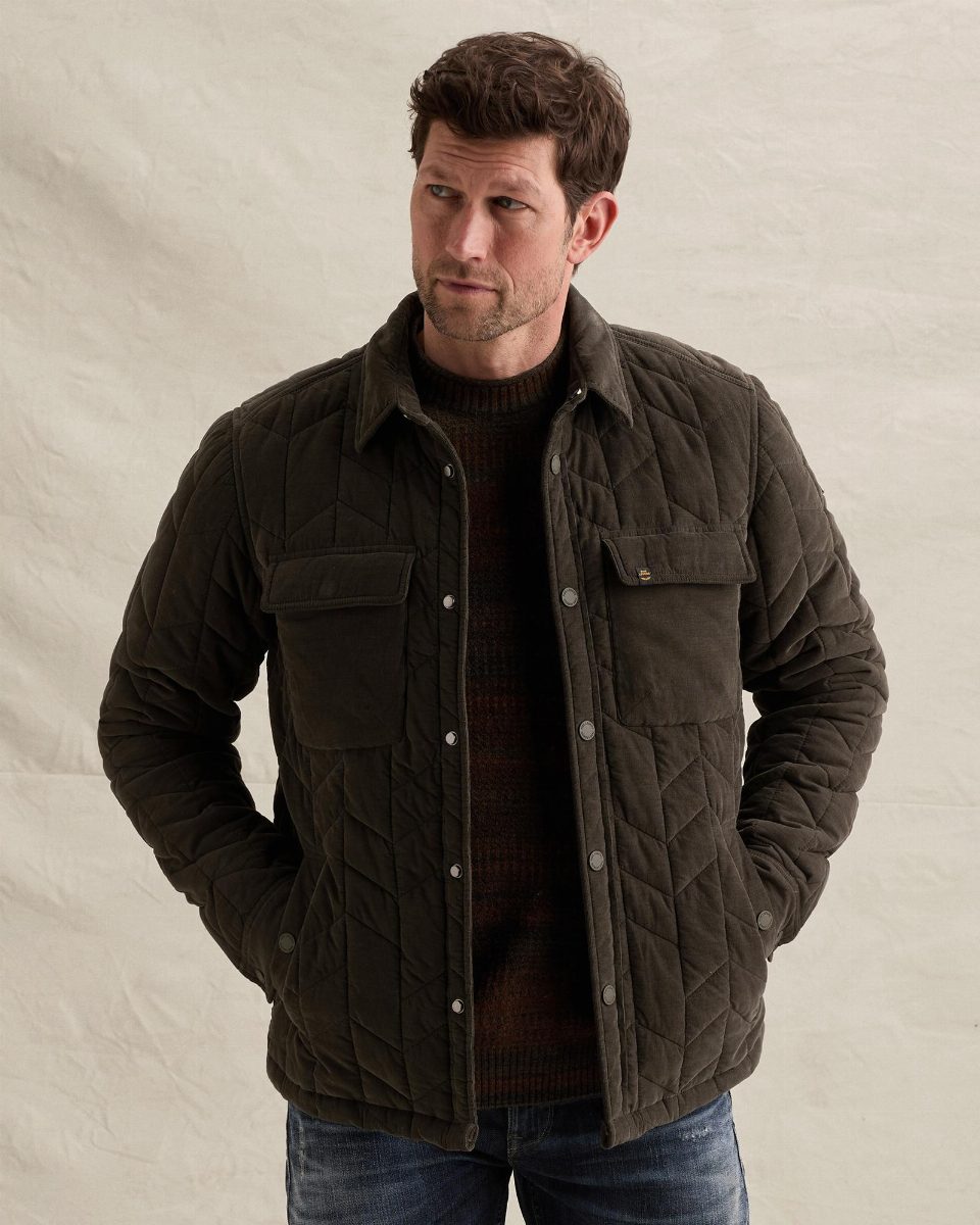 Corduroy overshirt met allover quiltpatroon