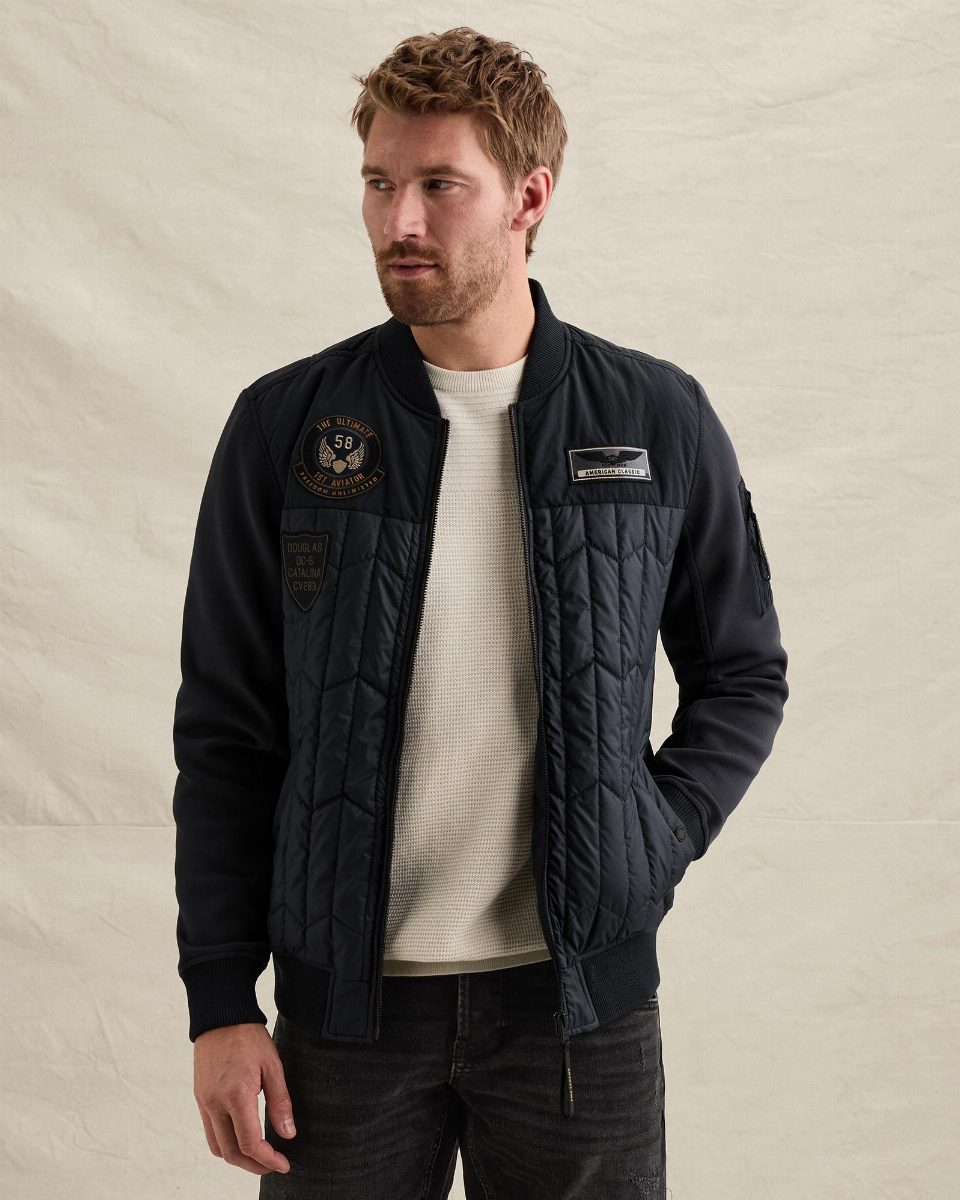 Bomber jacket met ritssluiting en badges