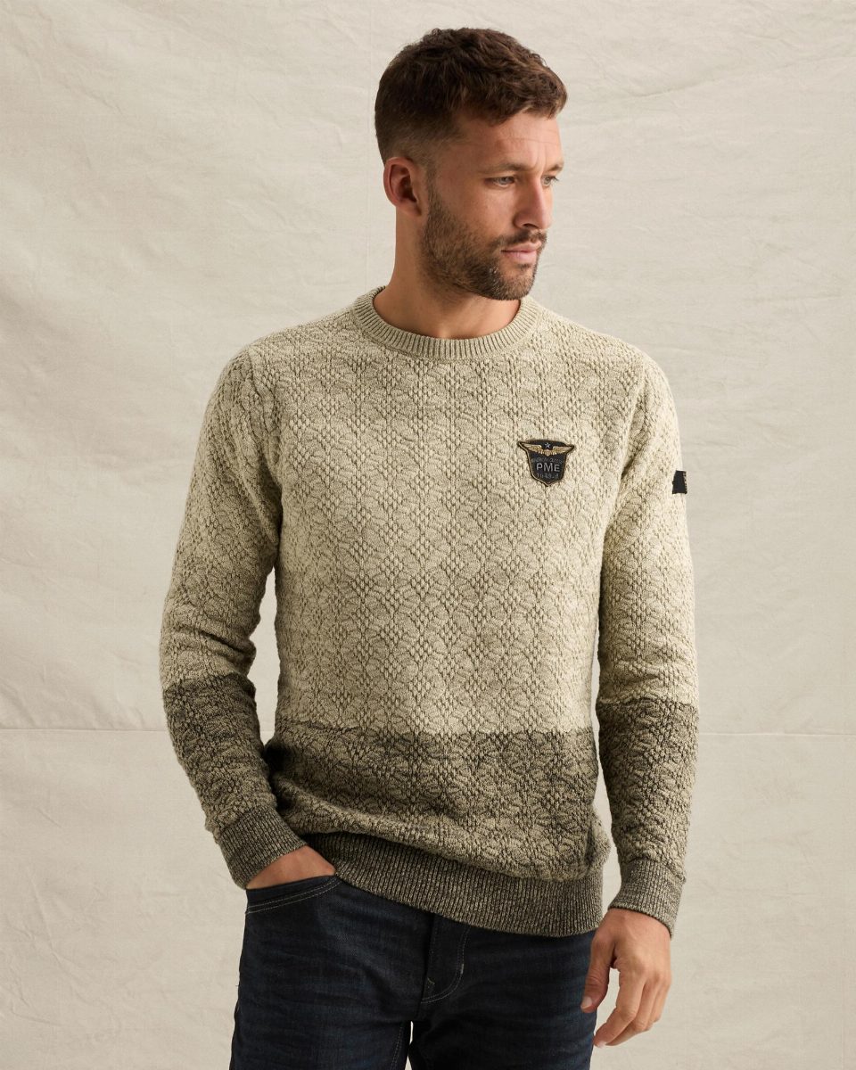 Trui met kleurverloop en tapedetail – bone white