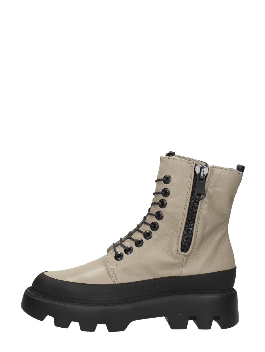 MJUS - Veterschoenen Hoog – gebroken wit