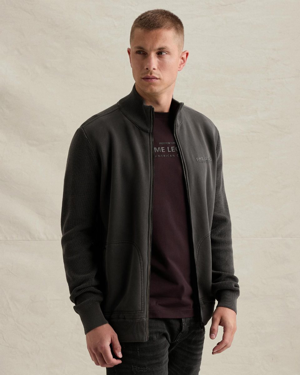 Sweat jacket met ritssluiting en hoge kraag