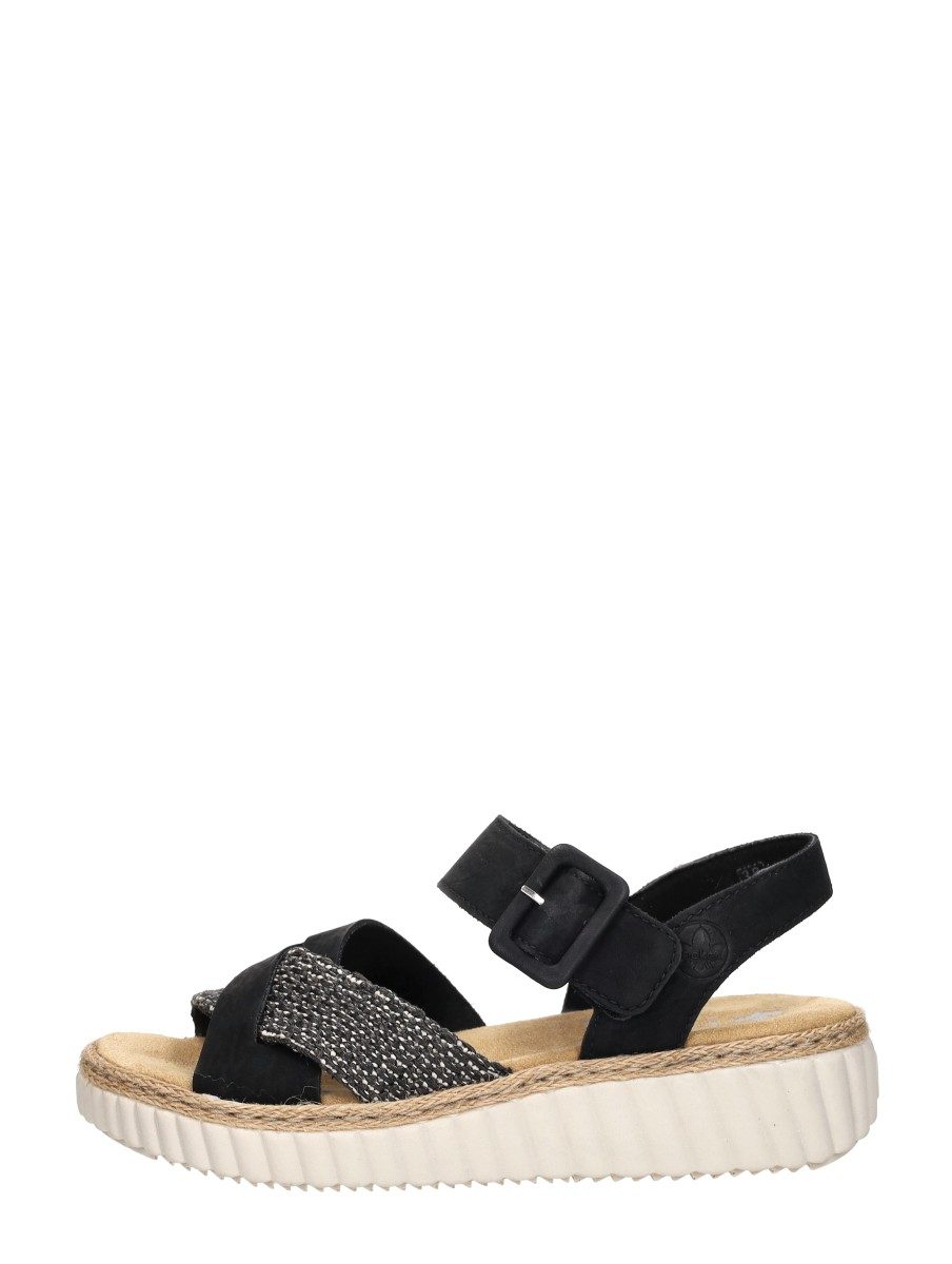 Rieker - Sandalen Plat – zwart