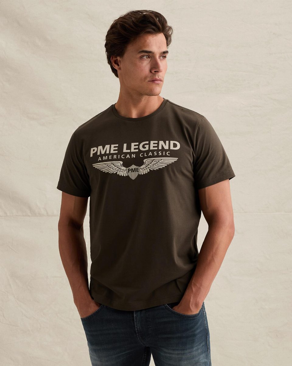 T-shirt met PME Legend logo – turkish coffee