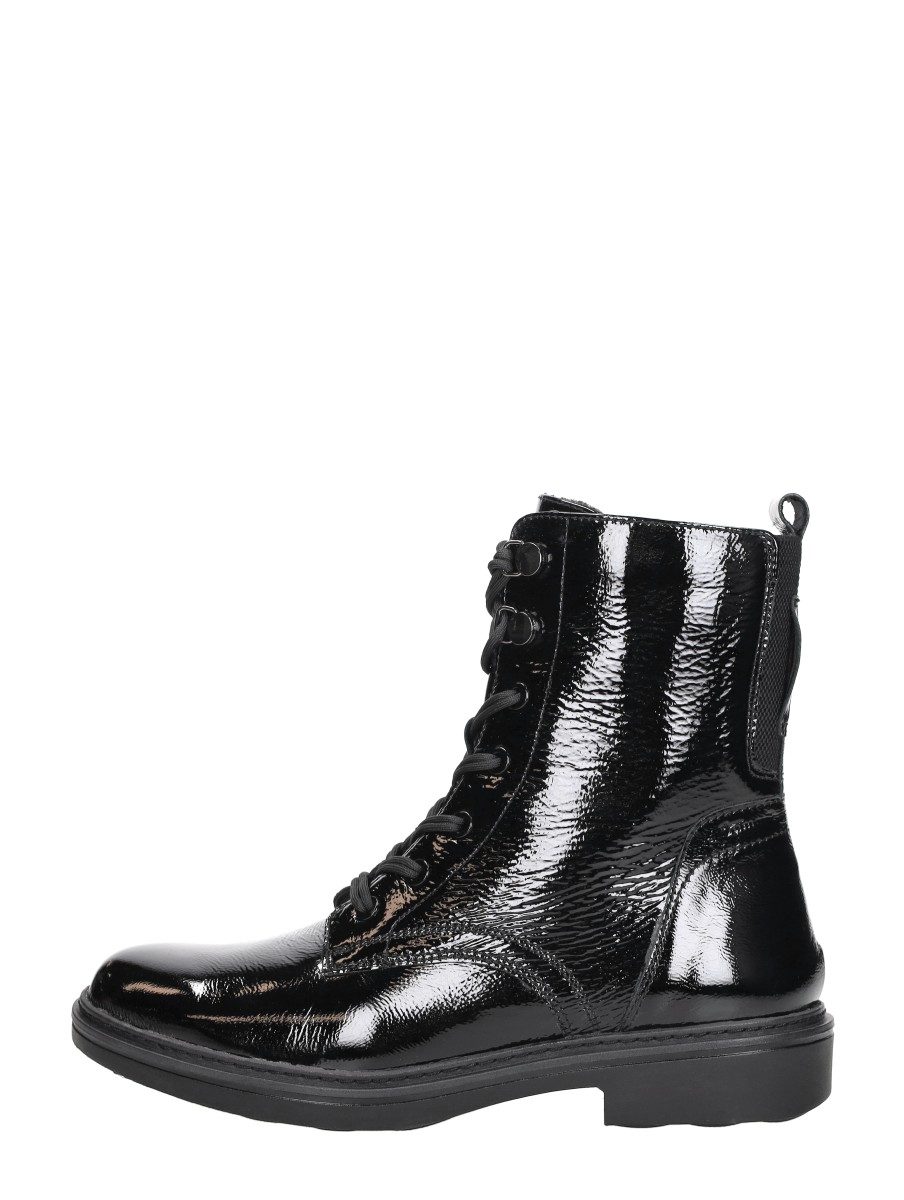 Tamaris Wide Fit - Veterschoenen Hoog Zwartlak