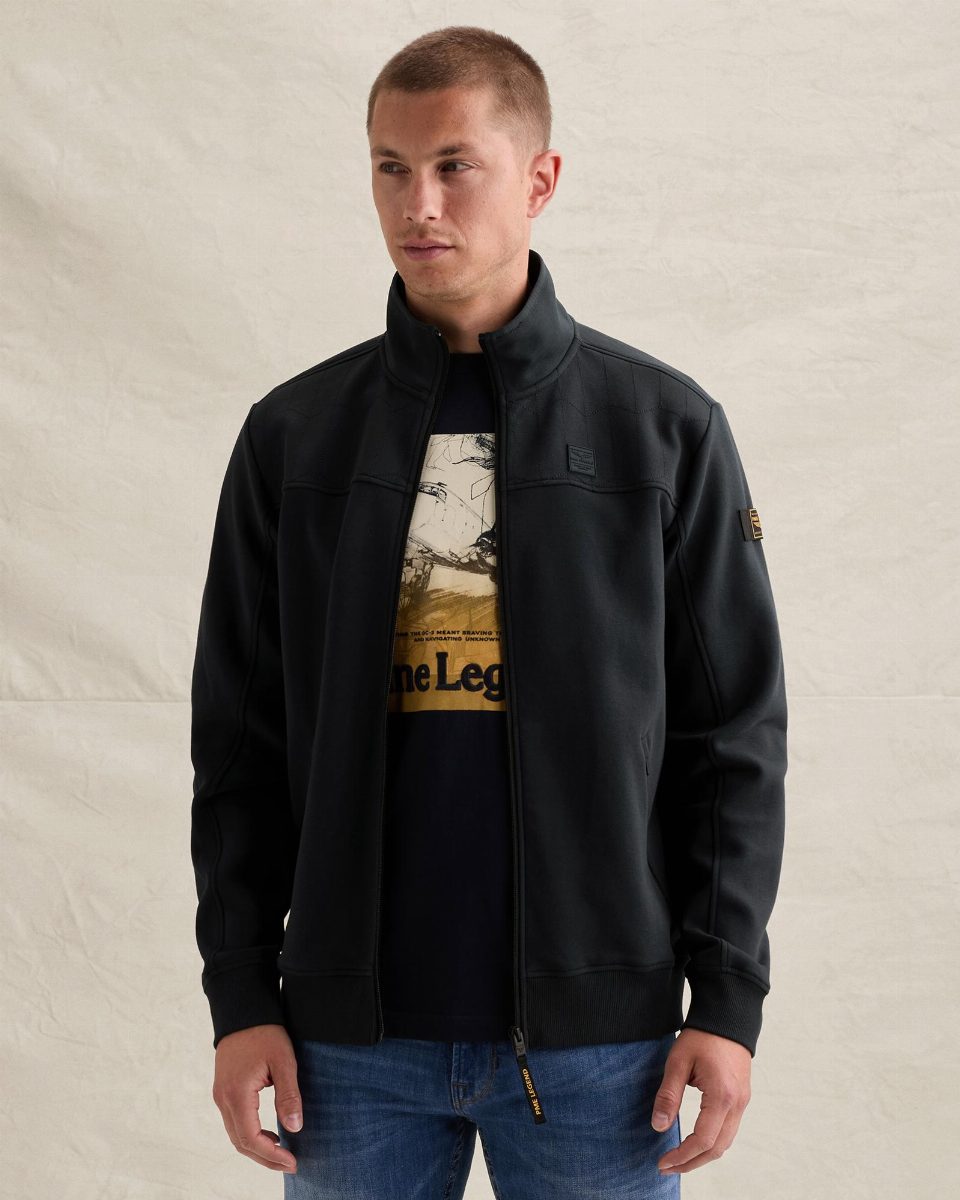Sweat jacket met ritssluiting en doorgestikt patroon – salute